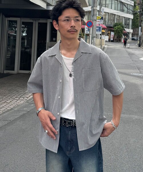 CIAOPANIC（チャオパニック）の「ハンドステッチギンガムチェックシャツ（シャツ/ブラウス・メンズ・ブラック/サックスブルー・MEDIUM/LARGE）」の2枚目の写真
