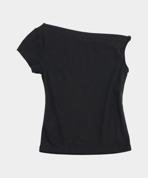 PLACE STUDIO（プレイススタジオ）の「ビーズポイントアシンメトリーワンオフショルダーボートネック半袖ウィメンズTシャツ[ブラック]（Tシャツ/カットソー・レディース・ブラック・FREE）」の3枚目の写真