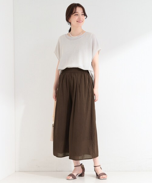 SHOO・LA・RUE(シューラルー)の「【裏地ひんやり/洗濯機可/S-LL】上品なエアリー感 さらさらガウチョパンツ(その他パンツ・レディース・ブラック/ブルー/ダークブラウン/ライトオレンジ系・01/04/03/02)」の11枚目の写真