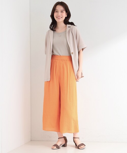 SHOO・LA・RUE(シューラルー)の「【裏地ひんやり/洗濯機可/S-LL】上品なエアリー感 さらさらガウチョパンツ(その他パンツ・レディース・ブラック/ブルー/ダークブラウン/ライトオレンジ系・01/04/03/02)」の15枚目の写真