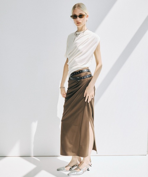 JOSE MOON（ジョゼムーン）の「DRAPE CUT SKIRT/ドレープカットスカート（スカート・レディース・ブラック/ブラウン・38/36）」の19枚目の写真
