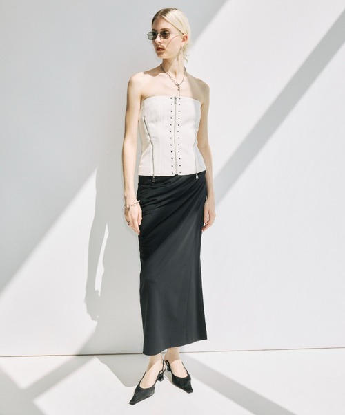 JOSE MOON（ジョゼムーン）の「DRAPE CUT SKIRT/ドレープカットスカート（スカート・レディース・ブラック/ブラウン・38/36）」の5枚目の写真