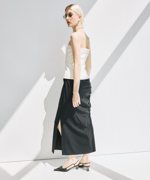 JOSE MOON（ジョゼムーン）の「DRAPE CUT SKIRT/ドレープカットスカート（スカート・レディース・ブラック/ブラウン・38/36）」の3枚目の写真