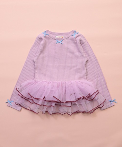 MARKEY'S(マーキーズ)の「チュールフリル長袖トップス(Tシャツ/カットソー・キッズ・ベージュ/ピンク/ミント・90/100/110/120/80/130)」の3枚目の写真