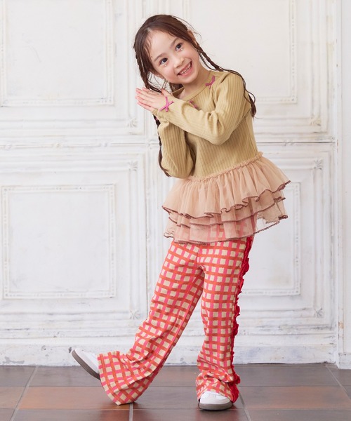 MARKEY'S(マーキーズ)の「チュールフリル長袖トップス(Tシャツ/カットソー・キッズ・ベージュ/ピンク/ミント・90/100/110/120/80/130)」の10枚目の写真