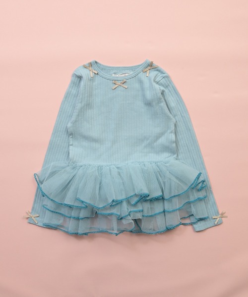 MARKEY'S(マーキーズ)の「チュールフリル長袖トップス(Tシャツ/カットソー・キッズ・ベージュ/ピンク/ミント・90/100/110/120/80/130)」の6枚目の写真