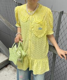 HELLO.SANFRANCISCO | 【HELLO.SANFRANCISCO】フリルレースチュニック半袖ブラウス(シャツ/ブラウス)