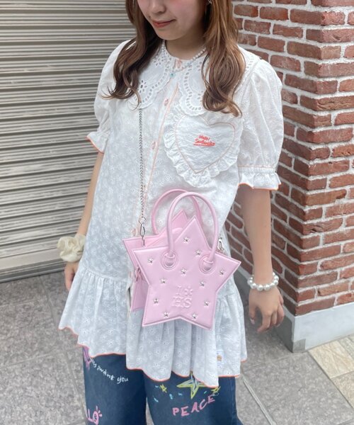 HELLO.SANFRANCISCO(ハローサンフランシスコ)の「【HELLO.SANFRANCISCO】フリルレースチュニック半袖ブラウス(シャツ/ブラウス・レディース・ホワイト/イエロー/ピンク・ONE SIZE)」の6枚目の写真