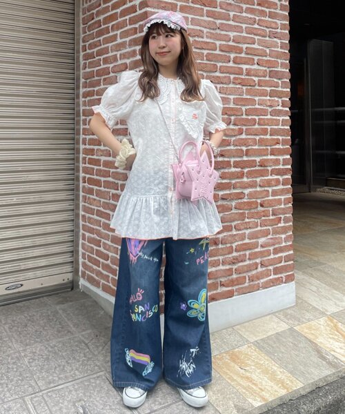 HELLO.SANFRANCISCO(ハローサンフランシスコ)の「【HELLO.SANFRANCISCO】フリルレースチュニック半袖ブラウス(シャツ/ブラウス・レディース・ホワイト/イエロー/ピンク・ONE SIZE)」の8枚目の写真