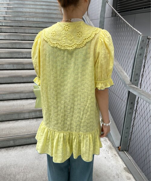 HELLO.SANFRANCISCO(ハローサンフランシスコ)の「【HELLO.SANFRANCISCO】フリルレースチュニック半袖ブラウス(シャツ/ブラウス・レディース・ホワイト/イエロー/ピンク・ONE SIZE)」の14枚目の写真