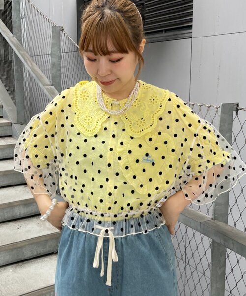 HELLO.SANFRANCISCO(ハローサンフランシスコ)の「【HELLO.SANFRANCISCO】フリルレースチュニック半袖ブラウス(シャツ/ブラウス・レディース・ホワイト/イエロー/ピンク・ONE SIZE)」の15枚目の写真