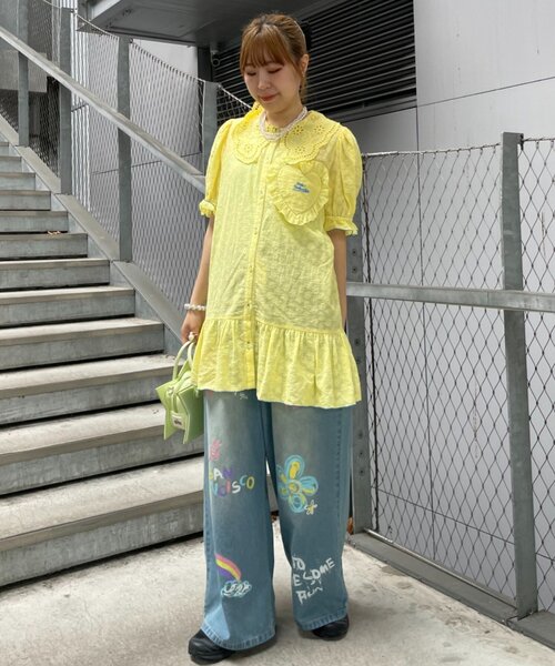 HELLO.SANFRANCISCO(ハローサンフランシスコ)の「【HELLO.SANFRANCISCO】フリルレースチュニック半袖ブラウス(シャツ/ブラウス・レディース・ホワイト/イエロー/ピンク・ONE SIZE)」の17枚目の写真