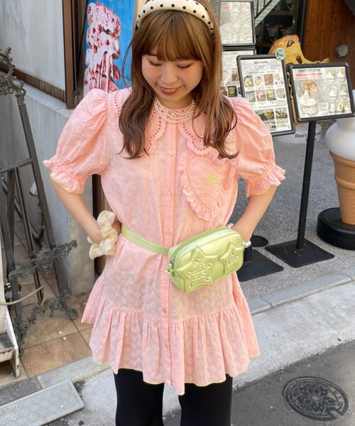 HELLO.SANFRANCISCO(ハローサンフランシスコ)の「【HELLO.SANFRANCISCO】フリルレースチュニック半袖ブラウス(シャツ/ブラウス・レディース・ホワイト/イエロー/ピンク・ONE SIZE)」の20枚目の写真
