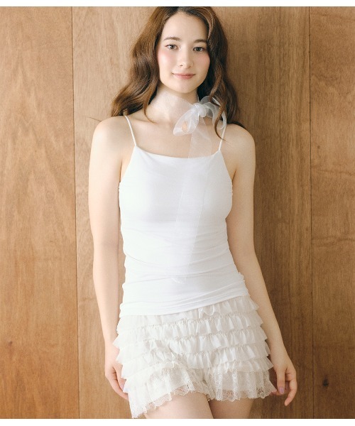 PEACH JOHN(ピーチジョン)の「バックレースブラキャミソール(キャミソール・レディース・ブラック/アイボリー・LARGE/MEDIUM/SMALL)」の3枚目の写真
