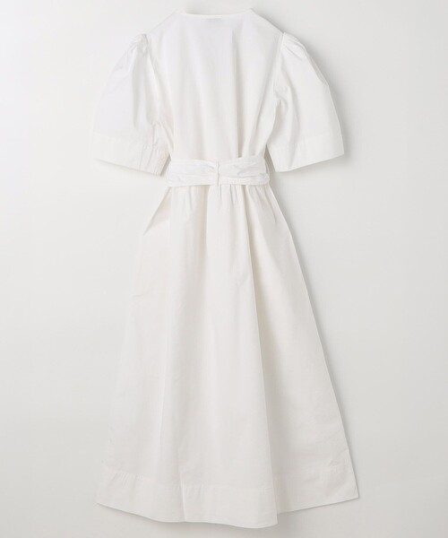 GANNI(ガニー)の「GANNI/ガニー Washed Stretch Cotton Tie Strap / W0306 / パフスリーブ 深Vネック ロングワンピース / リボン(ワンピース・レディース・オフホワイト・36)」の2枚目の写真