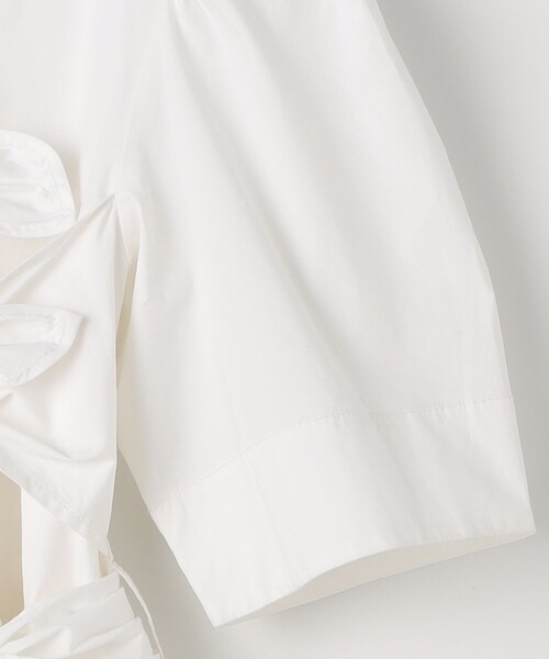GANNI(ガニー)の「GANNI/ガニー Washed Stretch Cotton Tie Strap / W0306 / パフスリーブ 深Vネック ロングワンピース / リボン(ワンピース・レディース・オフホワイト・36)」の4枚目の写真