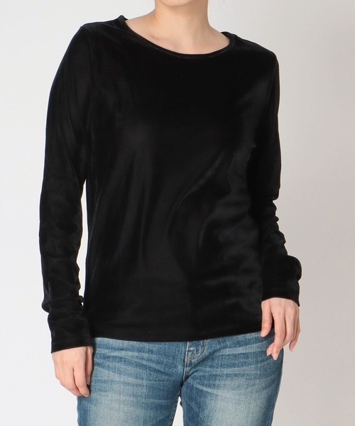 Jines(ジネス)の「シアーベロアロングTシャツ(Tシャツ/カットソー・レディース・ブラック/モカ/ホワイト・38)」の2枚目の写真