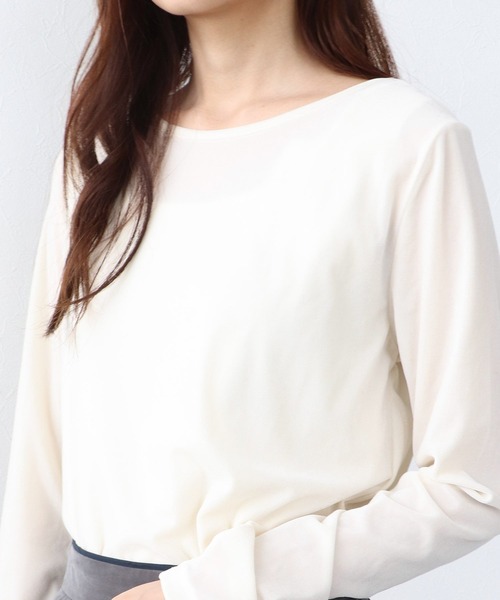 Jines(ジネス)の「シアーベロアロングTシャツ(Tシャツ/カットソー・レディース・ブラック/モカ/ホワイト・38)」の10枚目の写真