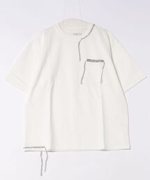 【RS】【ATELANE】ストレッチポンチ フラワープリント、ハンドステッチ、S/S Tee