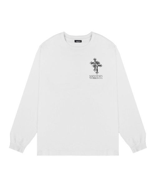 SAINTPAIN(セイントペイン)の「SP ダブルクロスヘビーウェイトロングスリーブホワイト(Tシャツ/カットソー・レディース・その他・MEDIUM/LARGE)」の1枚目の写真