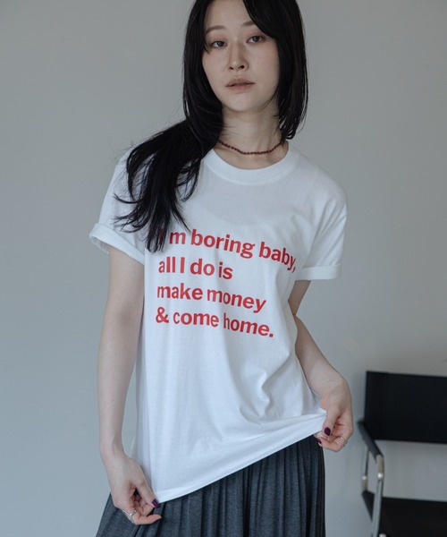 VACANCY(ヴァカンシー)の「配色メッセージBIG Tシャツ(Tシャツ/カットソー・レディース・ブラック/ホワイト/グレー・FREE)」の1枚目の写真