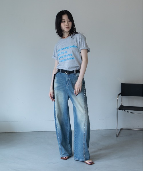 VACANCY(ヴァカンシー)の「配色メッセージBIG Tシャツ(Tシャツ/カットソー・レディース・ブラック/ホワイト/グレー・FREE)」の17枚目の写真