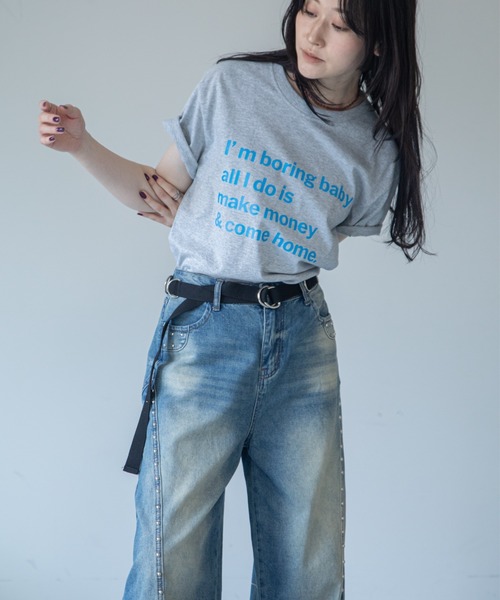 VACANCY(ヴァカンシー)の「配色メッセージBIG Tシャツ(Tシャツ/カットソー・レディース・ブラック/ホワイト/グレー・FREE)」の18枚目の写真
