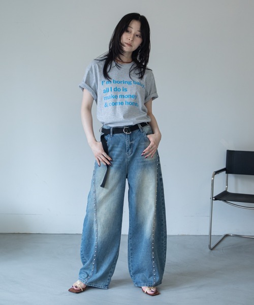 VACANCY(ヴァカンシー)の「配色メッセージBIG Tシャツ(Tシャツ/カットソー・レディース・ブラック/ホワイト/グレー・FREE)」の16枚目の写真