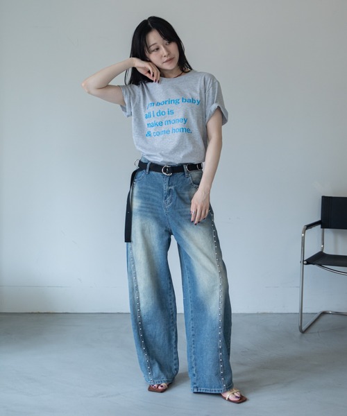 VACANCY(ヴァカンシー)の「配色メッセージBIG Tシャツ(Tシャツ/カットソー・レディース・ブラック/ホワイト/グレー・FREE)」の15枚目の写真
