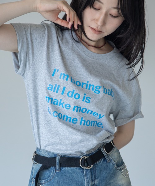 VACANCY(ヴァカンシー)の「配色メッセージBIG Tシャツ(Tシャツ/カットソー・レディース・ブラック/ホワイト/グレー・FREE)」の19枚目の写真