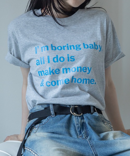 VACANCY(ヴァカンシー)の「配色メッセージBIG Tシャツ(Tシャツ/カットソー・レディース・ブラック/ホワイト/グレー・FREE)」の22枚目の写真