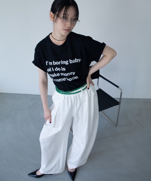 VACANCY(ヴァカンシー)の「配色メッセージBIG Tシャツ(Tシャツ/カットソー・レディース・ブラック/ホワイト/グレー・FREE)」の6枚目の写真