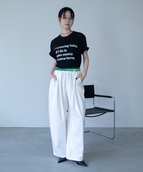 VACANCY(ヴァカンシー)の「配色メッセージBIG Tシャツ(Tシャツ/カットソー・レディース・ブラック/ホワイト/グレー・FREE)」の7枚目の写真
