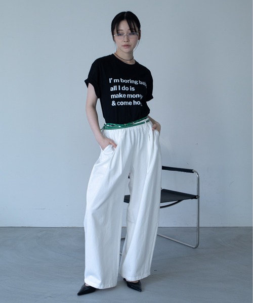 VACANCY(ヴァカンシー)の「配色メッセージBIG Tシャツ(Tシャツ/カットソー・レディース・ブラック/ホワイト/グレー・FREE)」の8枚目の写真