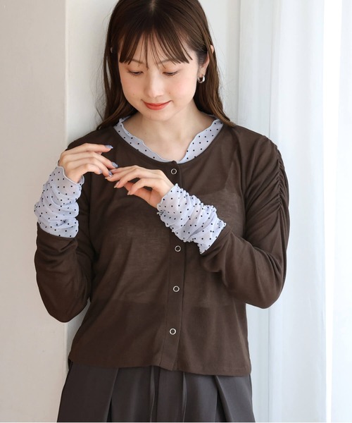 tiptop(ティップトップ)の「シアードット配色レイヤードカーディガン(カーディガン/ボレロ・レディース・オフホワイト/ブラウン/ブラック・FREE)」の16枚目の写真