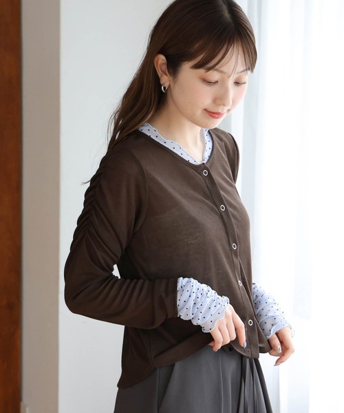 tiptop(ティップトップ)の「シアードット配色レイヤードカーディガン(カーディガン/ボレロ・レディース・オフホワイト/ブラウン/ブラック・FREE)」の19枚目の写真