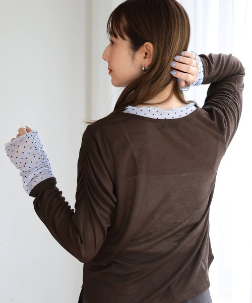 tiptop(ティップトップ)の「シアードット配色レイヤードカーディガン(カーディガン/ボレロ・レディース・オフホワイト/ブラウン/ブラック・FREE)」の22枚目の写真