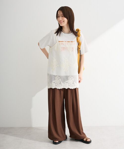 Green Parks(グリーンパークス)の「フロッキーロゴTシャツ(Tシャツ/カットソー・レディース・オフホワイト/ブラウン/ホワイト系その他・FREE)」の22枚目の写真