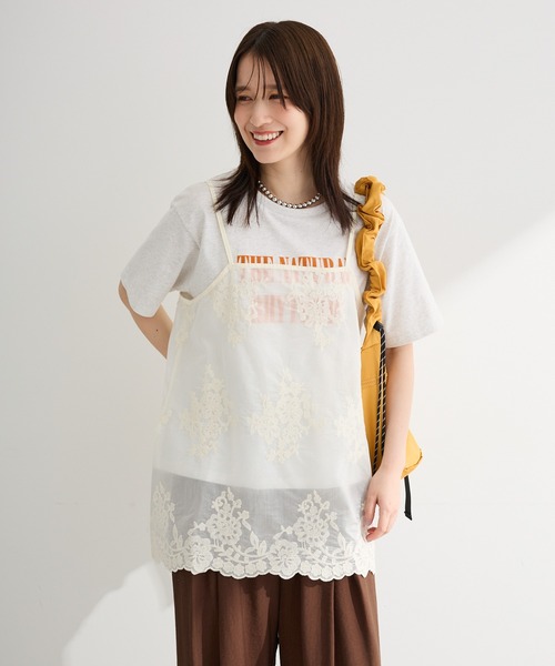 Green Parks(グリーンパークス)の「フロッキーロゴTシャツ(Tシャツ/カットソー・レディース・オフホワイト/ブラウン/ホワイト系その他・FREE)」の10枚目の写真