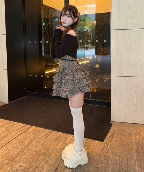 one after another NICE CLAUP(ワンアフターアナザーナイスクラップ)の「アンサンブルティアードミニワンピース(ワンピース・レディース・グレー系その他/ブラック系その他/ベージュ系その他・FREE)」の5枚目の写真