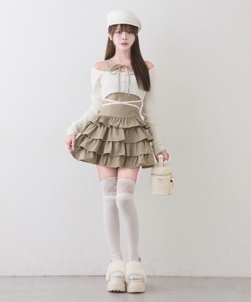 one after another NICE CLAUP(ワンアフターアナザーナイスクラップ)の「アンサンブルティアードミニワンピース(ワンピース・レディース・グレー系その他/ブラック系その他/ベージュ系その他・FREE)」の18枚目の写真