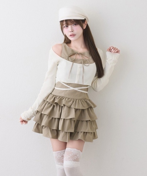 one after another NICE CLAUP(ワンアフターアナザーナイスクラップ)の「アンサンブルティアードミニワンピース(ワンピース・レディース・グレー系その他/ブラック系その他/ベージュ系その他・FREE)」の20枚目の写真
