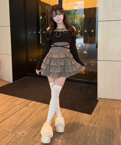 one after another NICE CLAUP(ワンアフターアナザーナイスクラップ)の「アンサンブルティアードミニワンピース(ワンピース・レディース・グレー系その他/ブラック系その他/ベージュ系その他・FREE)」の4枚目の写真