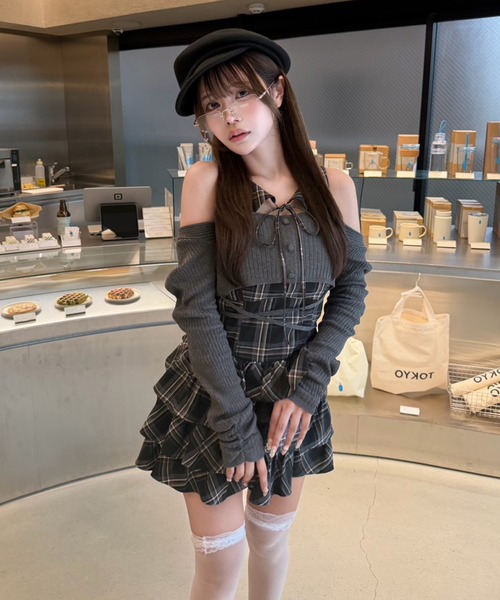 one after another NICE CLAUP(ワンアフターアナザーナイスクラップ)の「アンサンブルティアードミニワンピース(ワンピース・レディース・グレー系その他/ブラック系その他/ベージュ系その他・FREE)」の15枚目の写真