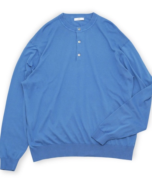 ATON（エイトン）の「【ATON】 SMOOTH SUVIN（Tシャツ/カットソー・メンズ・ブルー/ブラック・4）」の2枚目の写真