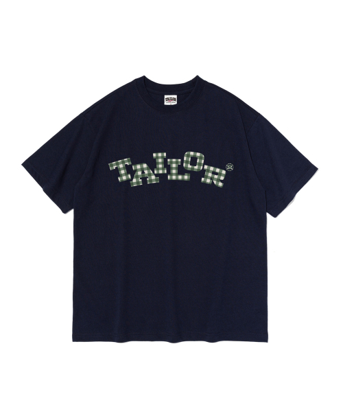 TAILOR STUDIO(テーラースタジオ)の「テイラーチェックアークロゴ半袖Tシャツ(ネイビー)(Tシャツ/カットソー・レディース・その他・2XL/SMALL/X-LARGE/LARGE/MEDIUM)」の1枚目の写真