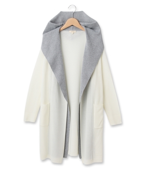 HusHusH（ハッシュアッシュ）の「フロントレイヤードフーテッドカーディガン（カーディガン/ボレロ・レディース・グレー/ブルー/ホワイト・02/03）」の2枚目の写真