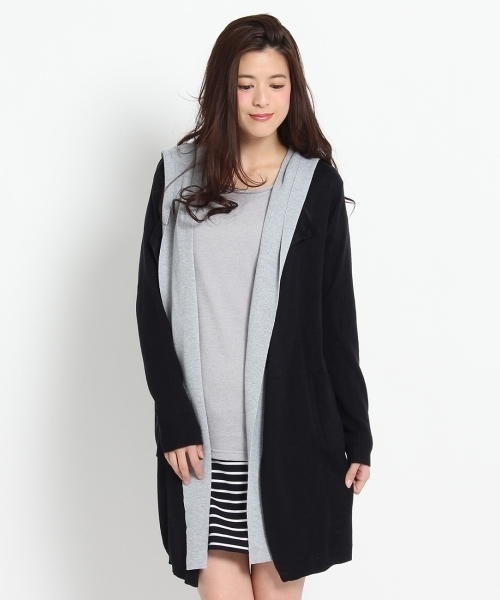 HusHusH（ハッシュアッシュ）の「フロントレイヤードフーテッドカーディガン（カーディガン/ボレロ・レディース・グレー/ブルー/ホワイト・02/03）」の4枚目の写真