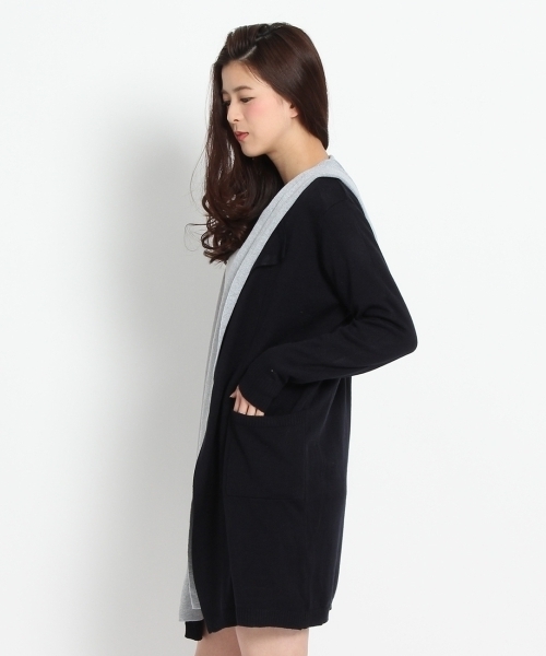 HusHusH（ハッシュアッシュ）の「フロントレイヤードフーテッドカーディガン（カーディガン/ボレロ・レディース・グレー/ブルー/ホワイト・02/03）」の5枚目の写真