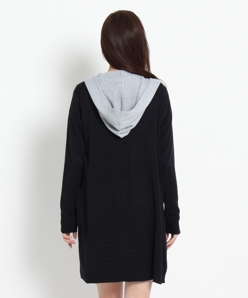 HusHusH（ハッシュアッシュ）の「フロントレイヤードフーテッドカーディガン（カーディガン/ボレロ・レディース・グレー/ブルー/ホワイト・02/03）」の6枚目の写真